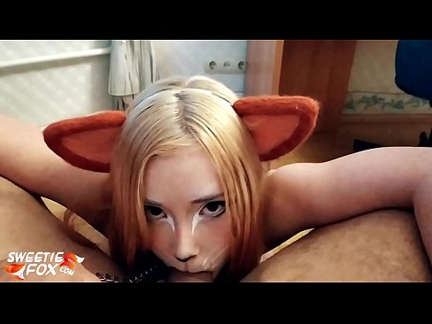 ❤️ Kitsune د هغې په خوله کې ډیک او کم تیر کړ ❤️ ️❤